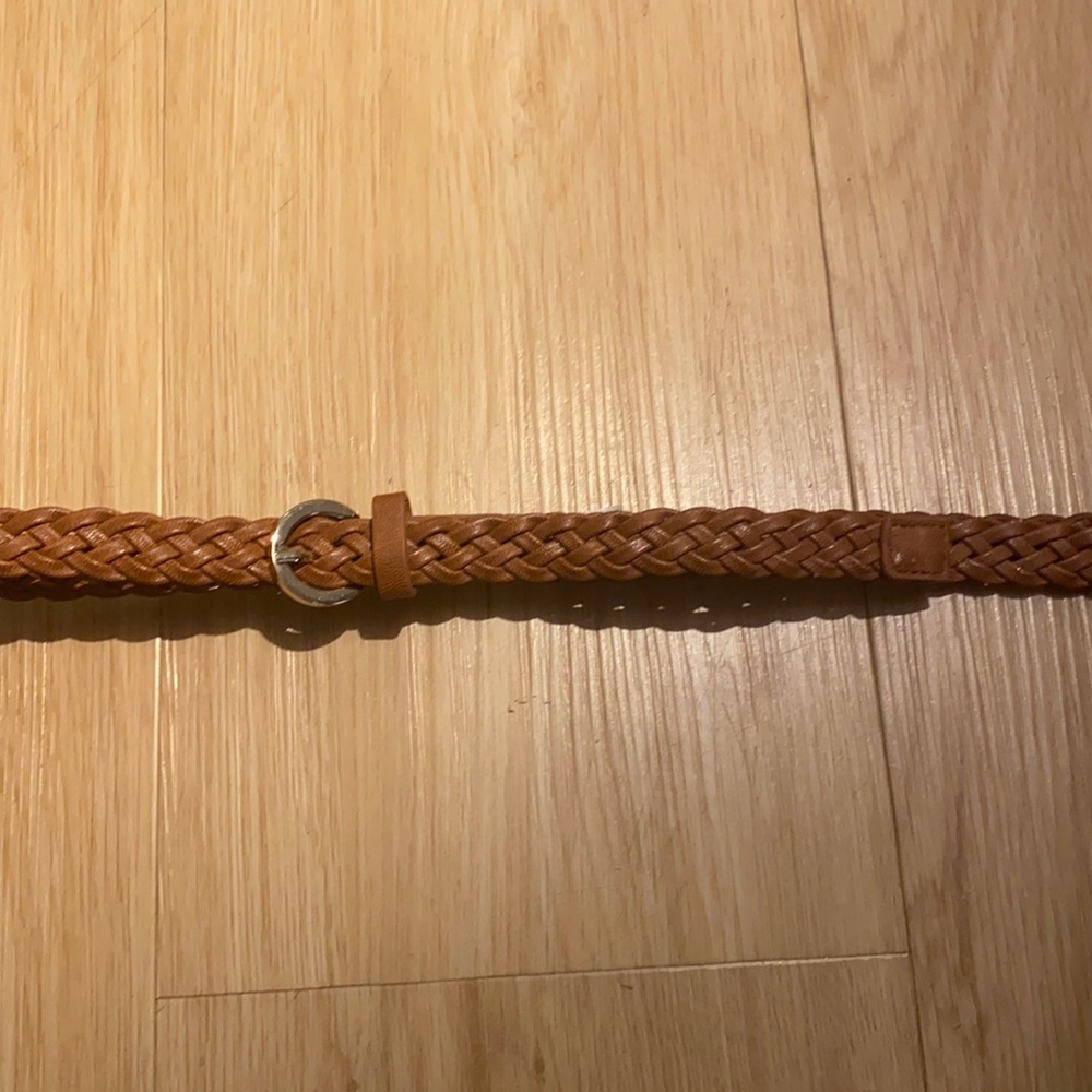 Brown vegan leather braided belt